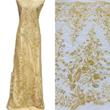 Beaded Lace Fabric on Polyester Net Mesh