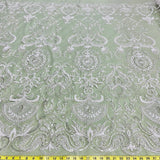 Beaded Lace Fabric on Polyester Net Mesh