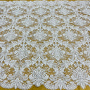 Beaded Embroidered Lace Fabric on Polyester Net Mesh