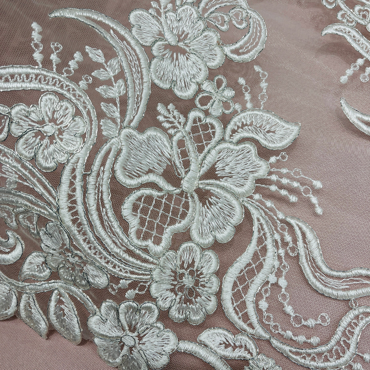 Embroidered Lace Trim Ivory