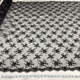Beaded Lace Black Mesh Fabric