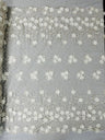 Lia 3D Floral Design Lace Fabric - Beaded Mesh, Double Scallop, 54" Width (1 Yard)