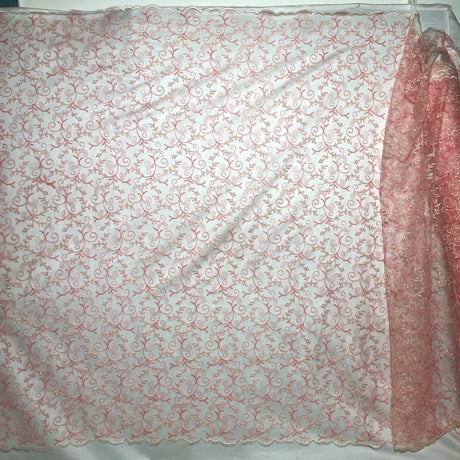 Embroidered Lace Polyester Fabric - Floral Mesh, 52" Width (1 Yard)