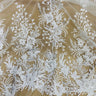Beaded Lace Fabric on Polyester Net Mesh