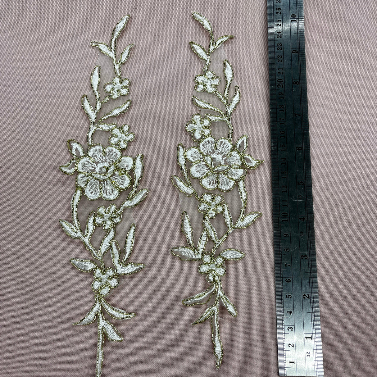 Embroidered Lace Applique Ivory