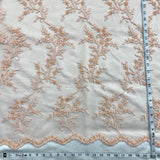 Beaded Corded Bridal Lace Fabric 52" Peach Lime Green