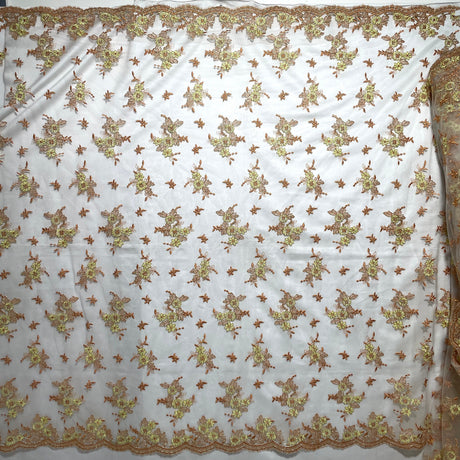 Corded Bridal Lace Fabric - Sage/Pink, Rainbow, Camel/Yellow, Silver, 51" Width (1 Yard)