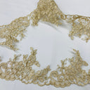 Corded Lace Trimming Embroidered On 100 Percent Polyester Net Mesh Fabric - Floral Embroidered Lace Trim, 4.5" Width (1 Yard)