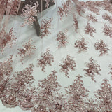 1 Yard Beaded Lace Fabric Embroidered 100 Percent Polyester Net Mesh 50 inch Width