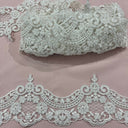 Beaded Corded Lace Trimming White