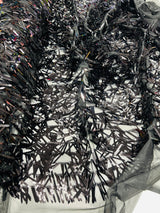 Swords Design Iridescent Sequins Polyester Fabric - Iridescent Sequin Mesh, 52" Width (1 Yard)