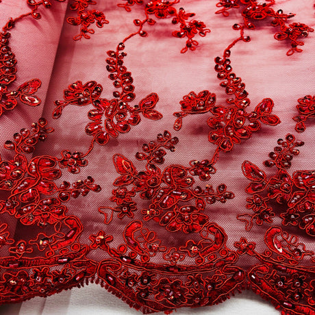 Beaded Corded Lace Mesh