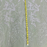 1 Yard Exquisite Beaded Lace Fabric Embroidered on 100% Polyester Net Mesh