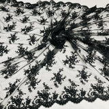Corded Bridal Lace Fabric on Polyester Net Mesh