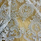 Corded Bridal Lace Fabric on Polyester Net Mesh