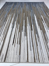Maximus 241 Polyester Viscose Blend Fabric - Silver With Gold Geometric Design, Color-Changing Flat Weave (1 Rug)