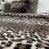 Leopard Cheetah Jaguar Animal Print Faux Fur Fabric - Brown Animal Print, 104" X 93" (Cal King/Eastern King)