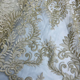 Corded Bridal Lace Fabric - Embroidered Floral Pattern, 52" Wide (1 Yard)