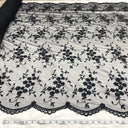 1 yarda de tela de encaje plateado con cuentas bordadas sobre malla de red para vestidos de boda y de noche – 52"
