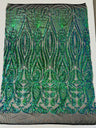Paisley Sequin Design 4 Way Stretch Mesh Fabric - Nude Paisley Embroidered Iridescent Sequins, 48-50" Width, 36" Length (1 Yard)