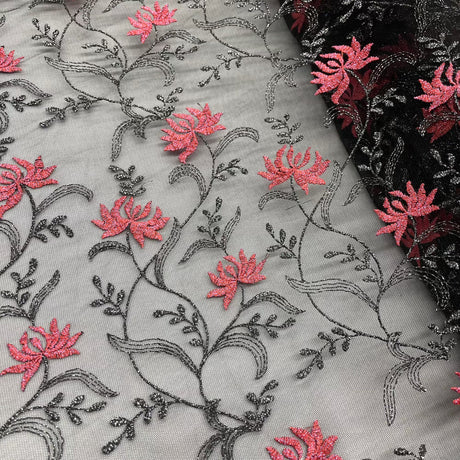 Embroidered Lace Mesh Fabric
