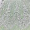 1 Yard Beaded & Corded Bridal Lace Fabric Embroidered on 100% Polyester Net Mesh