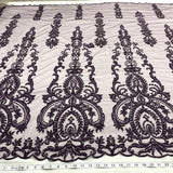 Beaded Lace Fabric on Polyester Net Mesh