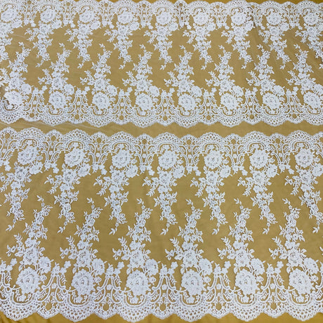 Beaded Corded Bridal Lace Fabric