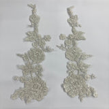 Beaded Corded Floral Lace Applique 100% Polyester Net Mesh