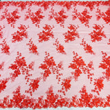 Beaded 3D Floral Lace Fabric - Embroidered On 100% Polyester Net Mesh, 52" Width, Multi Color (1 Yard)