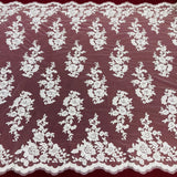 Corded Bridal Lace Fabric - Embroidered White, Silver, Gold, Ivory, 54" Width (1 Yard)