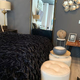 Braided Fluffy Faux Fur Chinchilla Fabric - Black Braided, 104" X 93" (Cal King/Eastern King - 104" X 93")