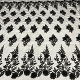 Beaded 3D Floral Lace Fabric 52" Wide