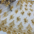Beaded Lace Fabric on Polyester Net Mesh