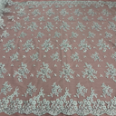 Beaded Corded Floral Lace Fabric 52" Scalloped Edges