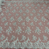 Beaded Corded Floral Lace Fabric 52" Scalloped Edges