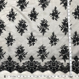 Beaded Embroidered Lace Black Mesh
