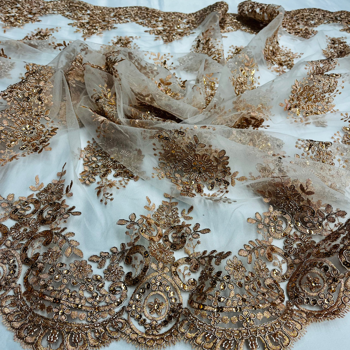 Beaded Corded Lace Fabric 56" Wide