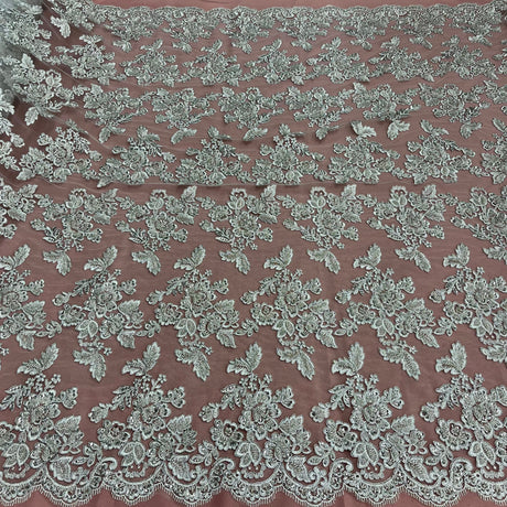 Beaded Corded Bridal Lace Fabric