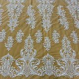 Beaded Lace Fabric on Polyester Net Mesh