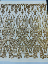 Big Sequin Damask Polyester Fabric - Damask Sequin Mesh, 54" Width (1 Yard)