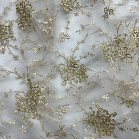 Corded Bridal Lace Fabric Ivory Mesh