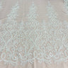 1 Yard Beaded Lace Fabric Embroidered with Fuzzy Thread on Polyester Net Mesh