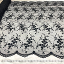 1 yarda de tela de encaje con cuentas bordada sobre malla de red 100% poliéster - marfil - ancho de 52 pulgadas | Lace USA - 41802W-BP