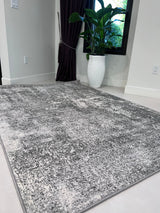 Tess 906 Gray Polyester Area Rug - Gray, TES906 Gray, 5' 3" X 7' 4" (1 Piece)