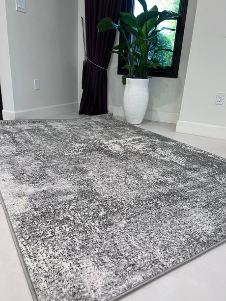Tess 906 Gray Polyester Area Rug - Gray, TES906 Gray, 5' 3" X 7' 4" (1 Piece)