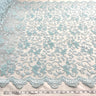 1 Yard Silver Beaded and Corded Bridal Fabric Lace Embroidered on Polyester Net Mesh for Wedding and Evening Gowns – 54"