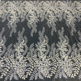 Beaded Sequined Lace Fabric on Polyester Net Mesh