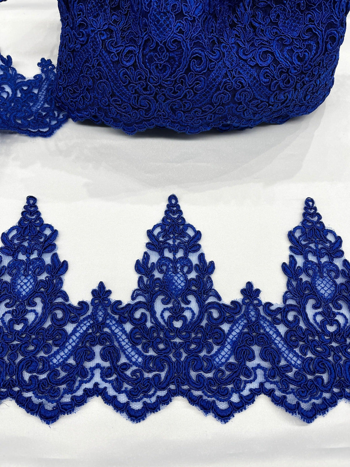 1 Yard 3D Floral Lace Trimming Embroidered on 100% Polyester Net Mesh, Elegant Decorative Lace Trim