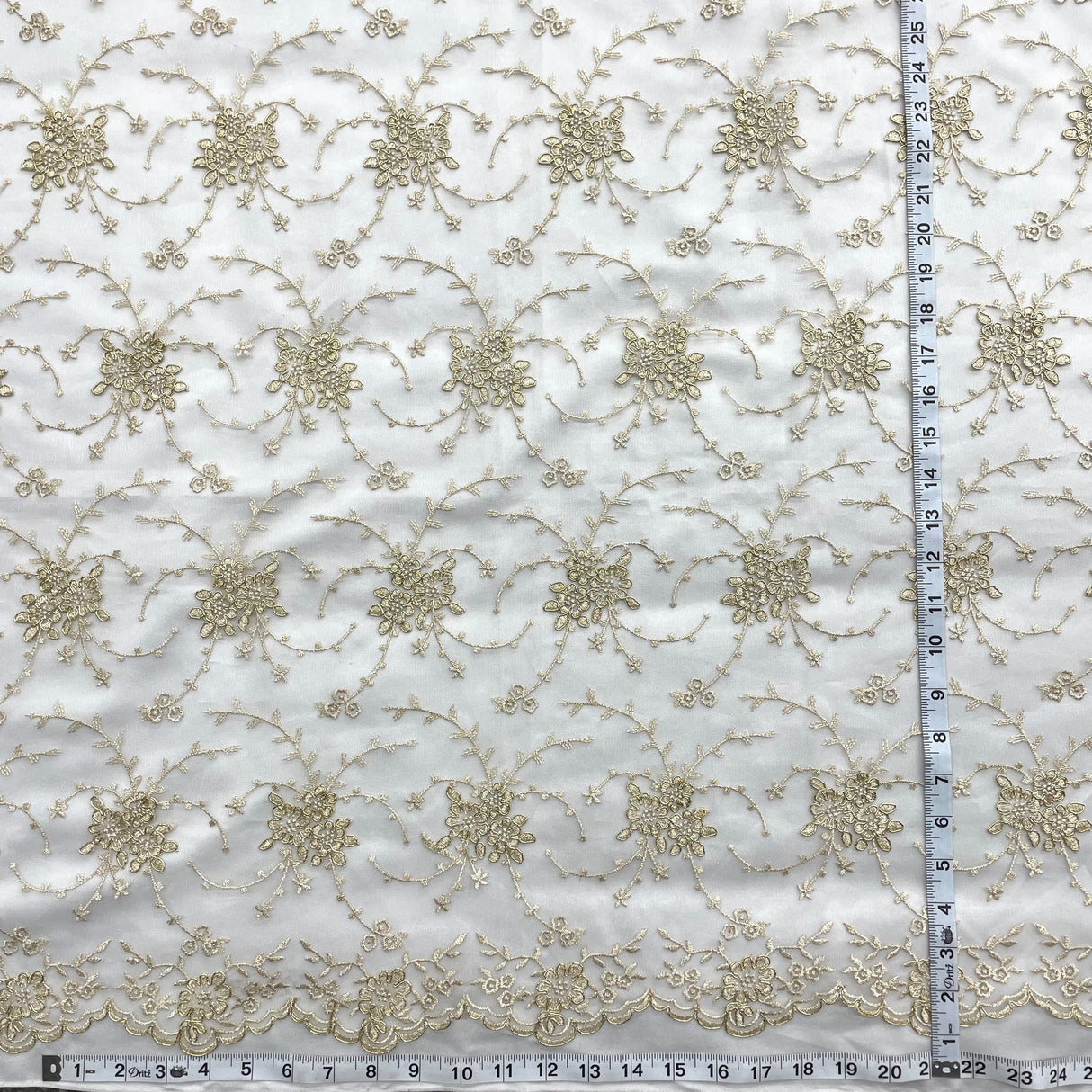 Corded Bridal Lace Fabric 100% Polyester Net Mesh 52"